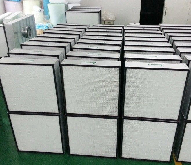 Bingkai Aluminium Anodized Disposable H13 H14 HEPA Filter Box Dengan Fiberglass Media 1